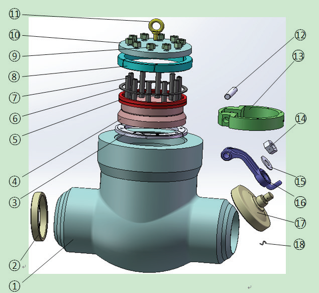 Cast steel gate, globe, and check valves – check valve detailed